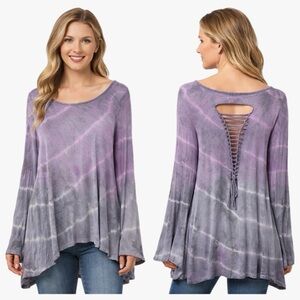 Gypsy Junkies x Free People Lavender Tie-Dye Oversized Tunic Womens One Size